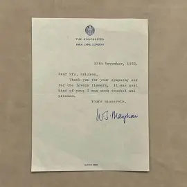 Письмо с автографом писателя Сомерсета Моэма