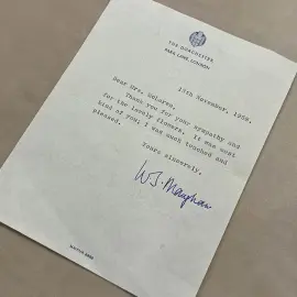 Письмо с автографом писателя Сомерсета Моэма