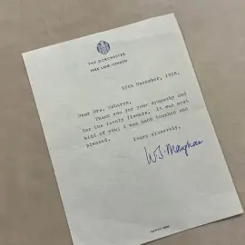 Письмо с автографом писателя Сомерсета Моэма