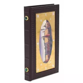 Визитница кожаная с позолоченной вставкой "Москва" Златоуст