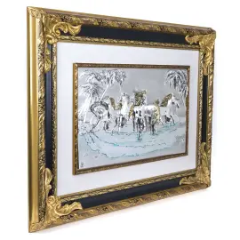 Панно "Кони", серебряного цвета Панно "Кони", серебряного цвета