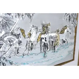 Панно "Кони", серебряного цвета Панно "Кони", серебряного цвета