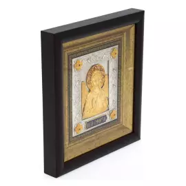 Icon "Guardian Angel" silver plated with gold