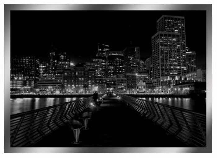 The painting "Night City" on a mirror basis