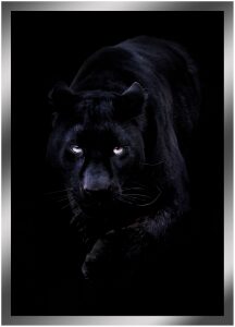 The painting "Crouching Panther" on a mirror basis