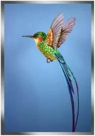 The painting “Flight of the hummingbird” on a mirror basis
