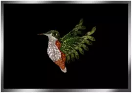 The painting “Flight of the hummingbird” on a mirror basis
