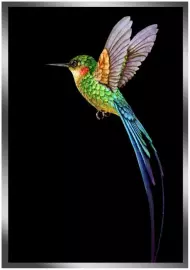 Painting “Hummingbird" on a mirror base