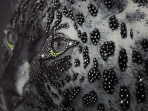 Картина "Леопард" на зеркале, Swarovski