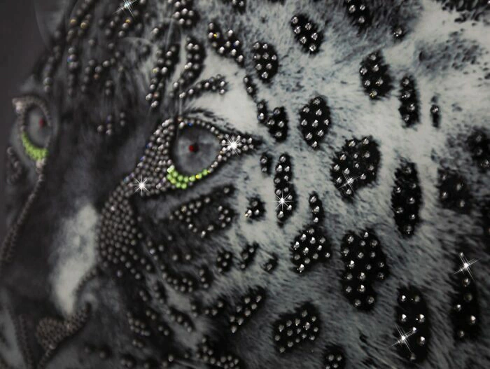 The painting "Leopard" on the mirror (Swarovski)