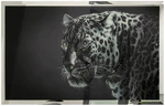 The painting "Leopard" on the mirror (Swarovski)