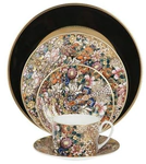 Golden flowers coffee cup and saucer