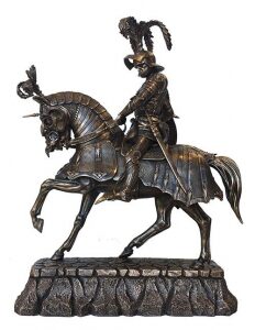 The author's bronze sculpture "Knight on horseback"