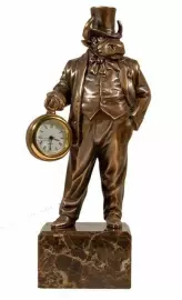 Авторская миниатюра из бронзы "Бык" с часами