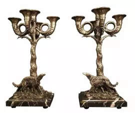 Author's candelabra made of bronze "Hunting"