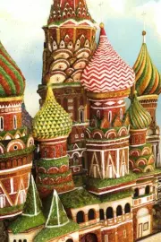 Панно из янтаря "Собор Василия Блаженного" 3Д