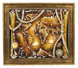 Объемная картина из янтаря "Карта мира"
