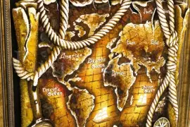 Объемная картина из янтаря "Карта мира"