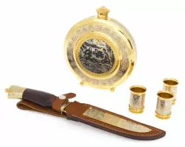 Hunting kit "Hunters at a halt" with a knife, Zlatoust