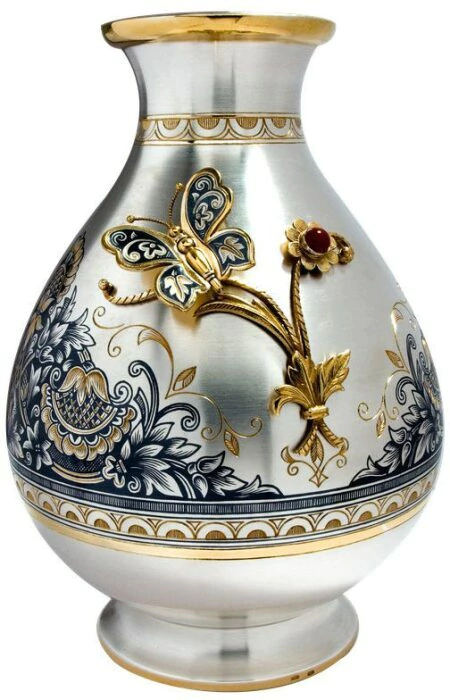 Silver vase "Butterfly on a flower"