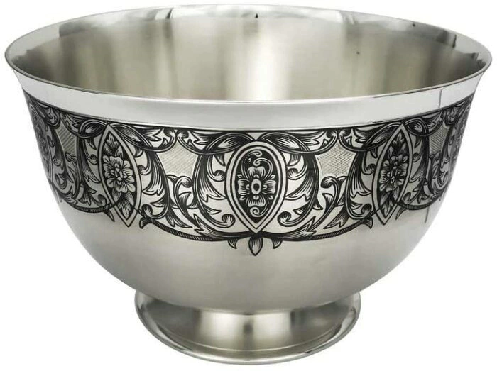 Silver salad bowl "Flowers"