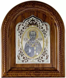 Икона из серебра "Николай Чудотворец"