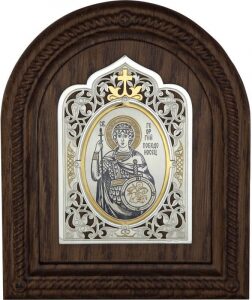 Silver icon "George the Victorious" with gilding