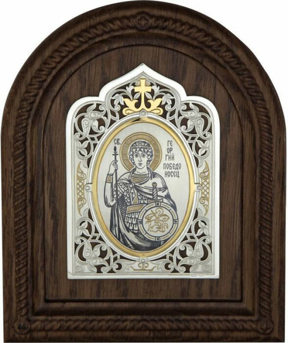 Silver icon "George the Victorious" with gilding