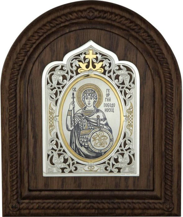 Silver icon "George the Victorious" with gilding