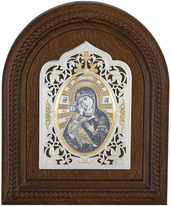 Silver icon of the Vladimir Blessed Virgin Mary