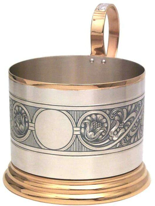 Silver cup holder "Flowers"