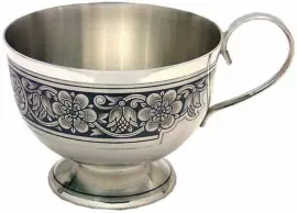 Чашка чайная из серебра "Цветы"