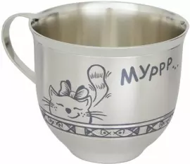 Чашка детская из серебра "Мурлыка" девочка