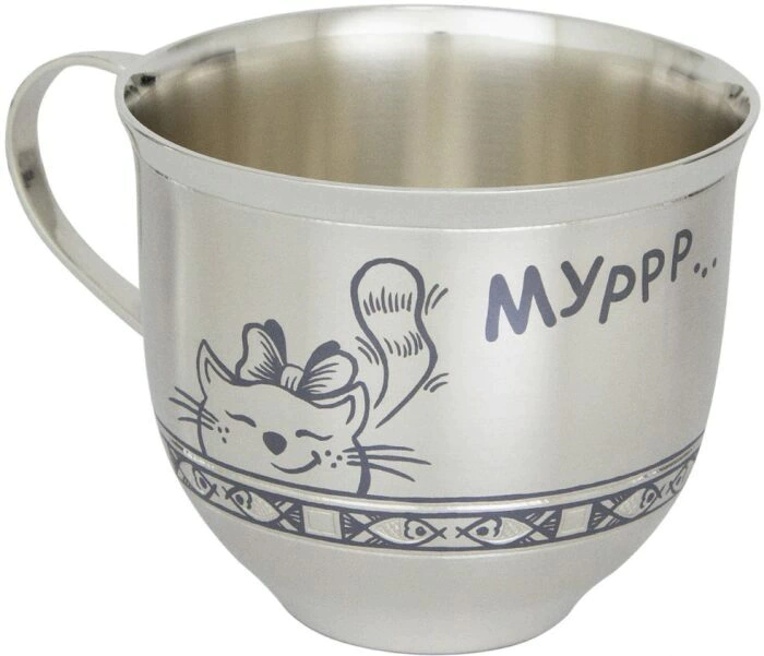 Silver baby cup "Purr" girl