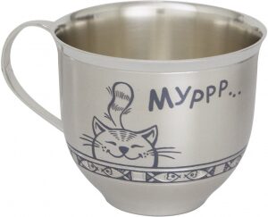 Чашка детская из серебра "Мурлыка" мальчик