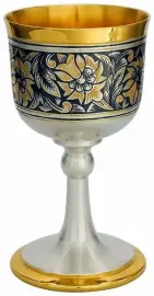 Рюмка из серебра "Цветы" с позолотой