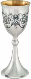 Рюмка серебряная "Цветы" с позолотой