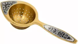 Ситечко для чая из серебра "Хризантема" с позолтой