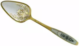 Лопатка для торта серебряная "Астра" с позолотой