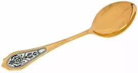 Ложка серебряная детская "Белочка" с позолотой