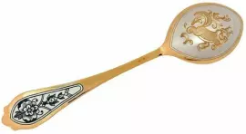 Ложка серебряная детская "Белочка" с позолотой