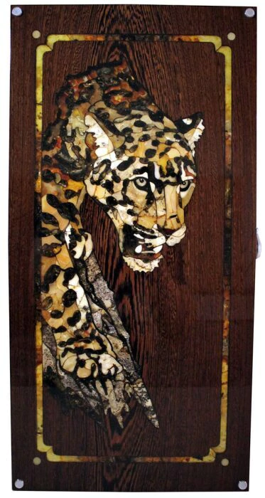 Backgammon made of precious wood and amber "Leopard"