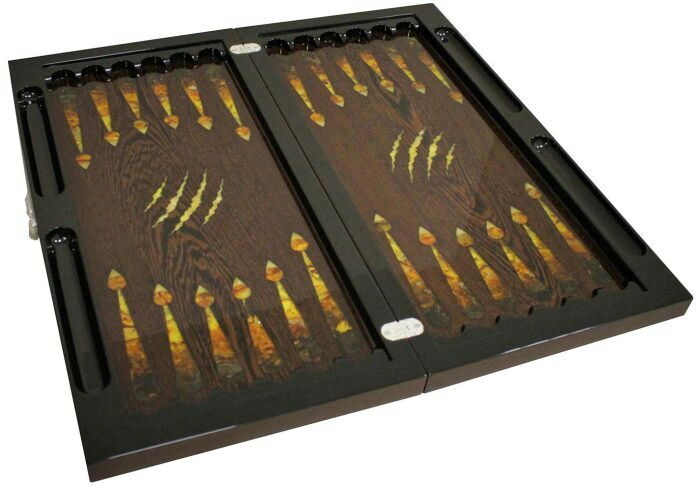 Backgammon made of precious wood and amber "Leopard"