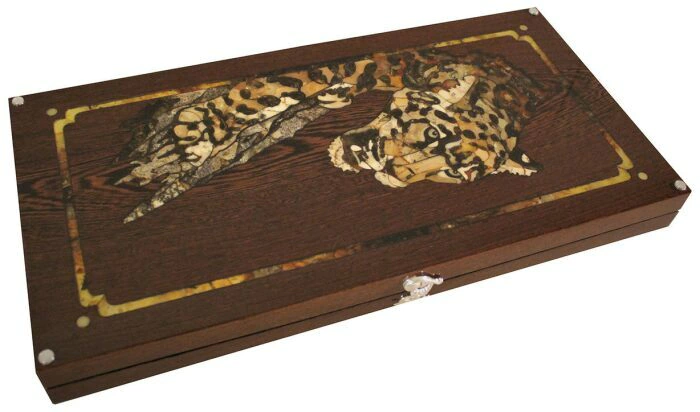Backgammon made of precious wood and amber "Leopard"