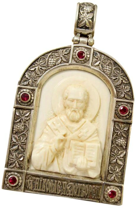 Icon of the mammoth tusk "Nicholas the Wonderworker"