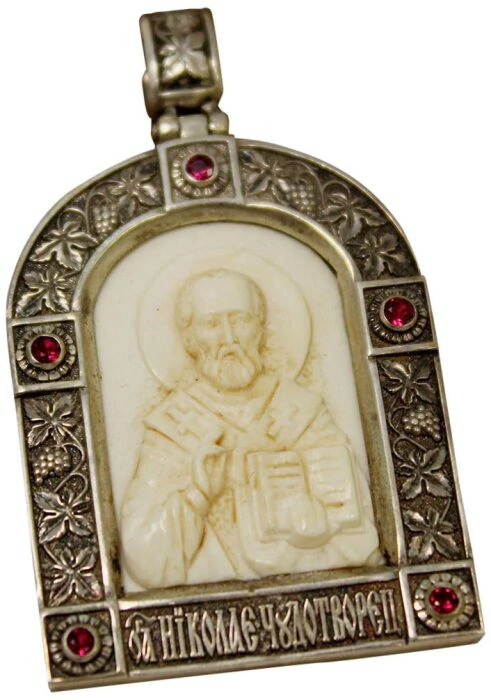 Icon of the mammoth tusk "Nicholas the Wonderworker"