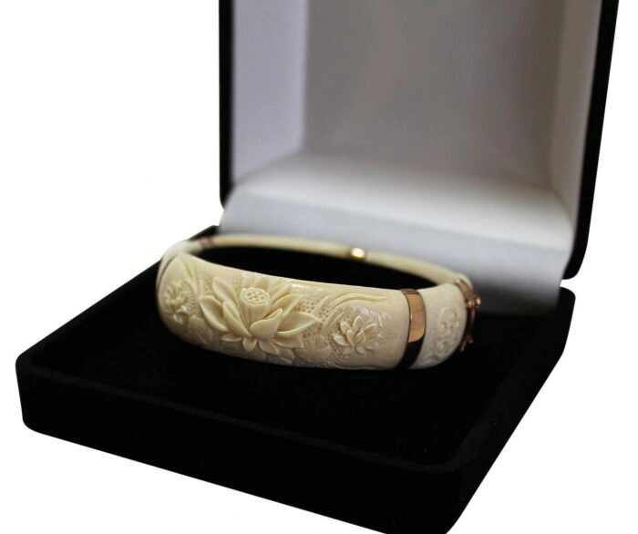Mammoth tusk bracelet "Lotus Flower"