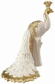 Статуэтка "Павлин на дереве" смотрит направо, цвет: белый Статуэтка "Павлин на дереве" смотрит направо, цвет: белый