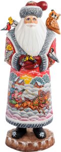 Carved statuette "Santa Claus with birds"