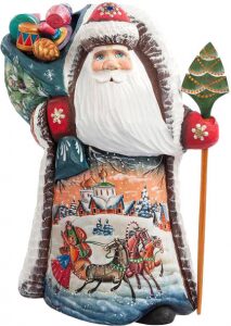 Carved statuette "Santa Claus with gifts" (small)